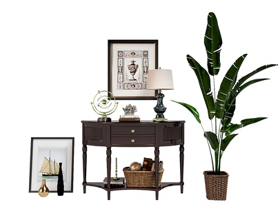 美式玄关柜摆台装饰画3D模型下载