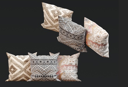 简欧抱枕组合su模型