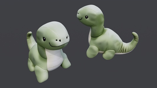 绿色小恐龙毛绒玩具 su草图模型