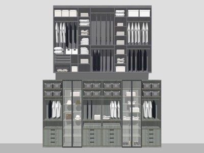 现代风格卧室衣柜 su草图模型