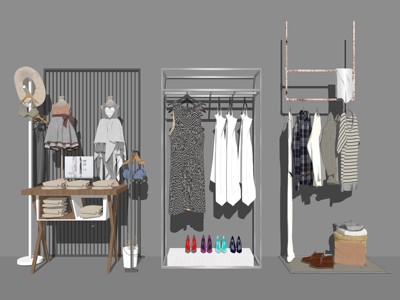 现代风格衣架 su草图模型