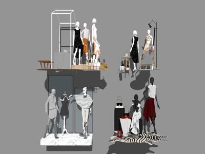 现代风格衣架 su草图模型