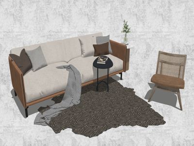 现代简约多人沙发 su草图模型