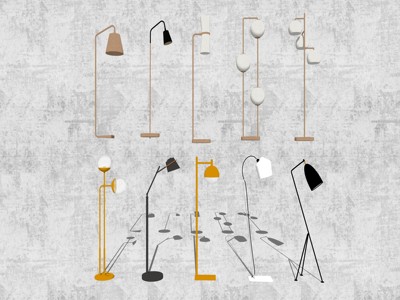 现代简约落地灯装饰灯 su草图模型