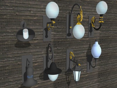 现代景观灯路灯壁灯 su草图模型