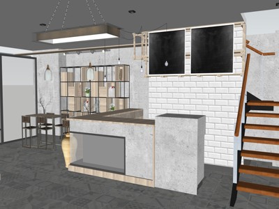 现代咖啡厅 su草图模型