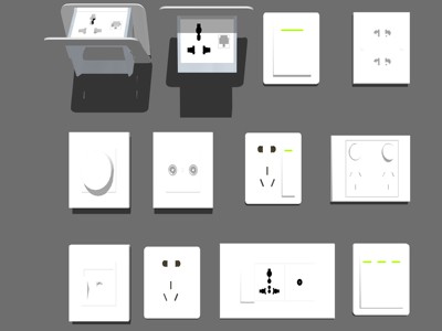 现代开关插座地插组合 su草图模型