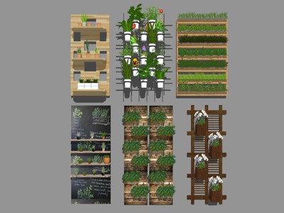 15现代绿植景墙 su草图模型