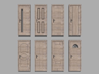 现代平开门 su草图模型