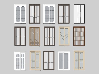 现代推拉门阳台门双开门厨卫门 su草图模型