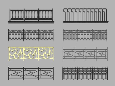 现代五金构件栏杆 su草图模型