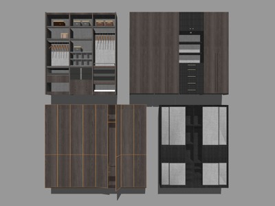 现代衣柜 su草图模型