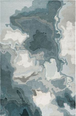 新中式抽象地毯流水水纹形状地毯抽象地毯 (5)