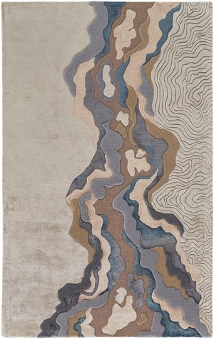 新中式抽象地毯流水水纹形状地毯抽象地毯 (8)