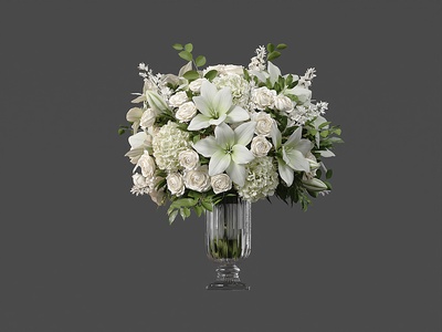 欧式花瓶花艺3d模型