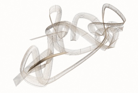 现代新中式艺术装置_藤条艺术丝带吊件_抽象艺术吊件SU模型zip