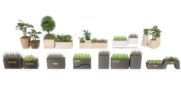 花箱_移动花箱_成品花箱花槽植物SU模型