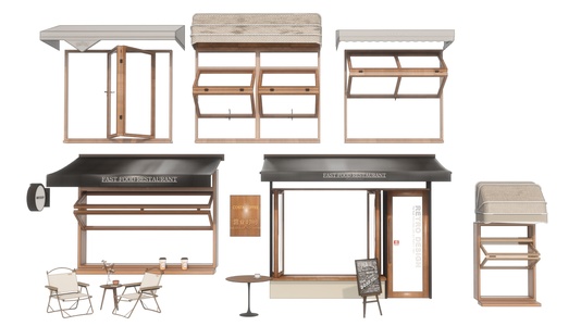 现代折叠窗_门头门面_遮阳棚_外摆SU模型