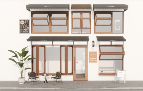 现代折叠窗_门头门面_遮阳棚_户外椅_户外桌椅_窗户组合_外摆SU模型