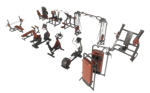 现代健身器材跑步机SU模型