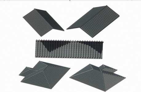 中式古建屋顶现代屋顶_瓦片SU模型