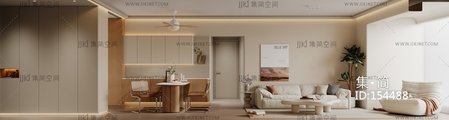 现代客餐厅SU模型