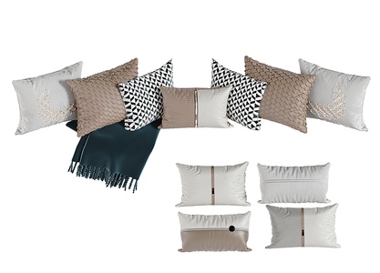 欧式抱枕靠包毛毯抱枕-3d模型