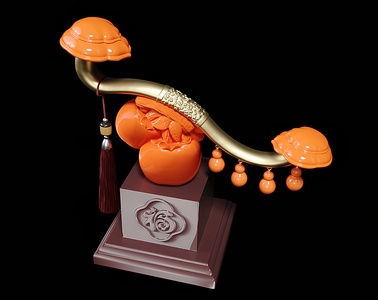 新中式如意摆件_柿柿如意摆件3D模型