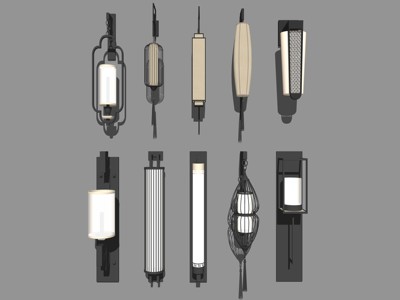 新中式风格壁灯合集 su草图模型