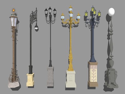 新中式风格景观灯路灯 su草图模型