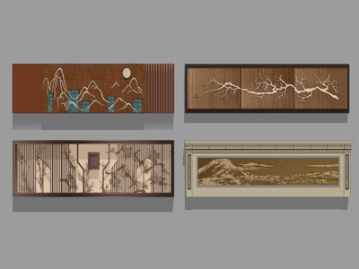 新中式景墙围墙 su草图模型