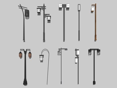 新中式路灯景观灯户外灯 su草图模型