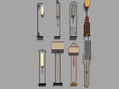 中式台灯床前灯落地灯合集 su草图模型