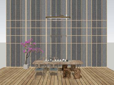 中式茶台茶具茶桌椅 su草图模型