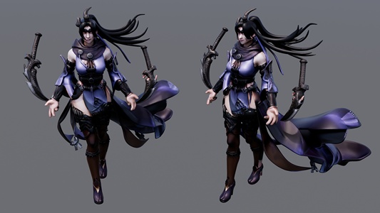 紫衣弯刀女侠 su草图模型