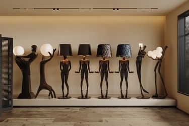 现代简约落地灯_现代落地灯_人体艺术灯_雕塑灯SU模型