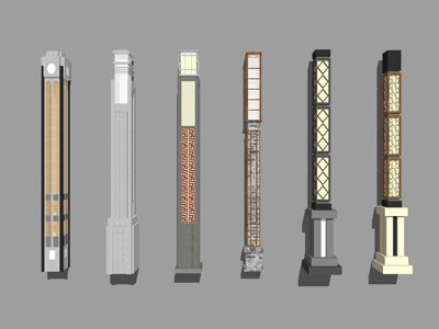 中式风格户外灯灯柱 su草图模型