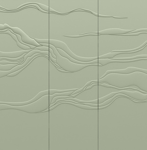 新中式秋香绿浮雕硬包背景墙贴图