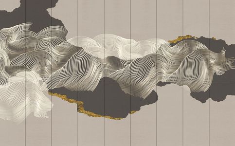 新中式床头沙发背景画屏风画壁纸壁布 (39)