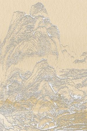 新中式山脉山水床头沙发背景画屏风画壁纸壁布 (33)