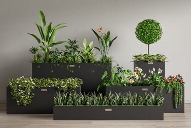 户外绿植花箱_植物组合_植物造景SU模型