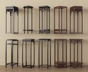 新中式花几_新中式花几_花架SU模型