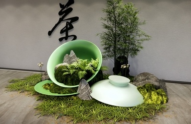 新中式美陈_茶文化主题美陈SU模型