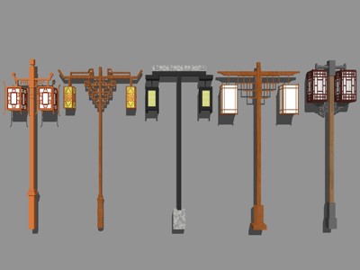 中式风格路灯景观灯户外灯庭院灯 su草图模型