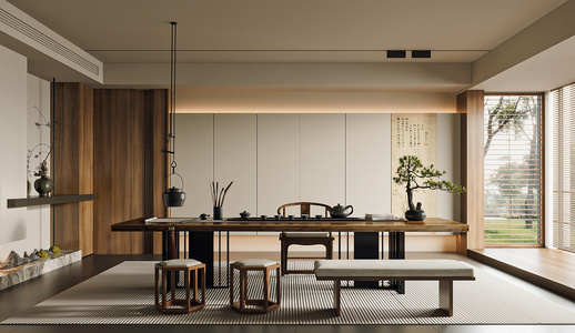 新中式茶室3D模型3d模型下载