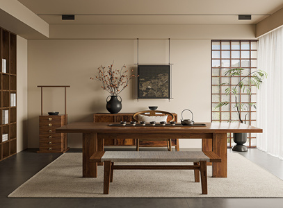 新中式侘寂茶室SU模型