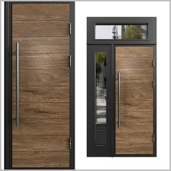 中式中古单开门_子母门_入户门_木门_玻璃门_办公室门SU模型