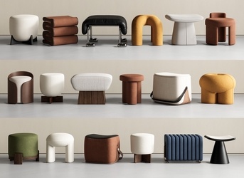 现代沙发凳_矮凳_圆凳_方凳_换鞋凳_凳子SU模型