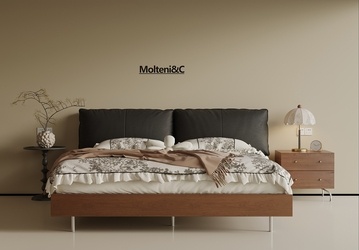 法式复古双人床_床头柜SU模型