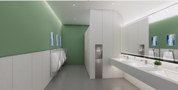 现代公共卫生间抽纸盒水龙头SU模型